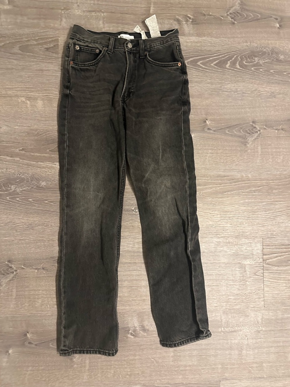 Women’s Zara Black Washed Straight-Leg Jeans